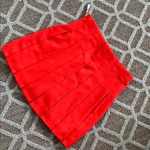 Crew cuts red wool pleated skirt.